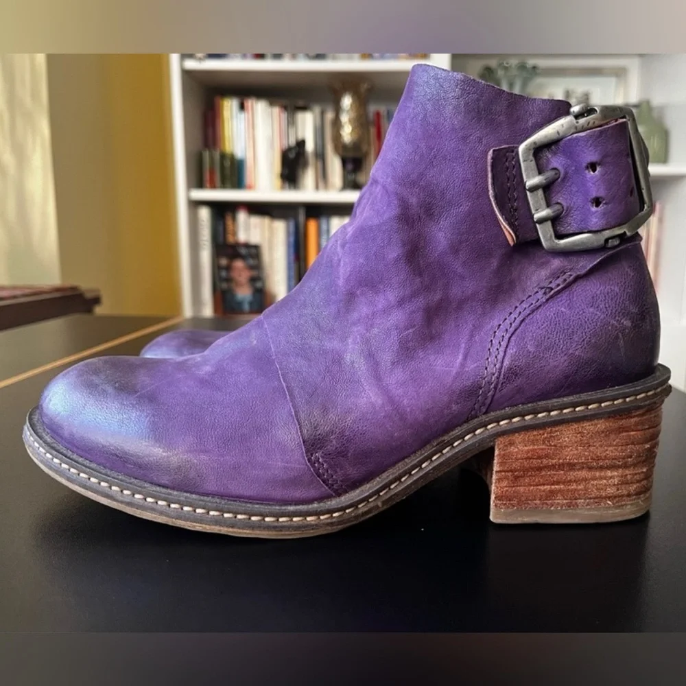 A.S.98 EUC Purple Ankle Boots - Picture 1 of 7
